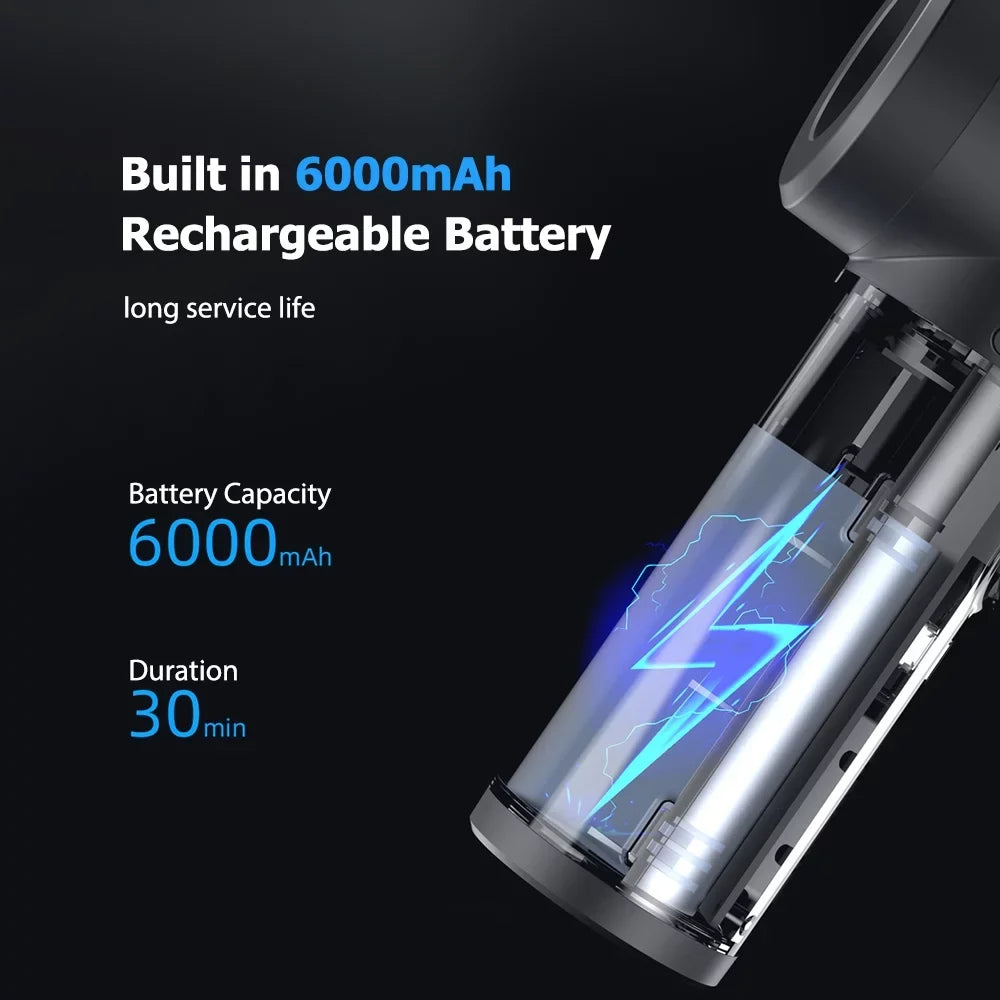 Compressed Air Duster, 50000RPM Electric Portable Air Blower with LED Light, 6000mAh Rechargeable Cordless Air Duster Computer Keyboard Fast Charge