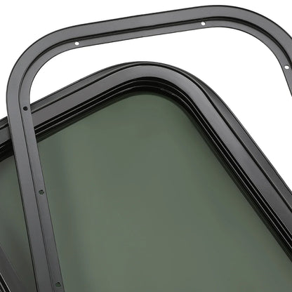 Kojem RV Window Black Universal Camper Vertical Trailer Rip-Up Cargo Powder Coated Glass Steel