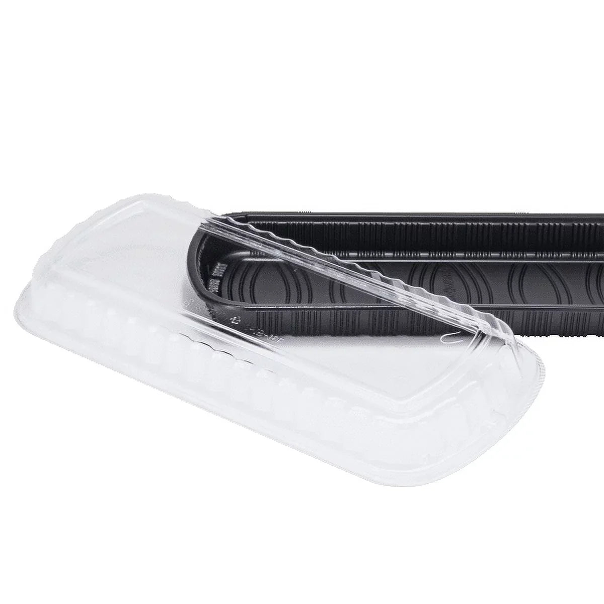 Karat Full Slab Black PP Plastic Rib Container with Clear OPS lid - 100 ct