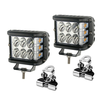 Jercoda 2 Set 45W LED Work Light with LED Work Light Bar Mount Bracket Clamp Holder DIY Car Truck ATV SUV Universal Cars