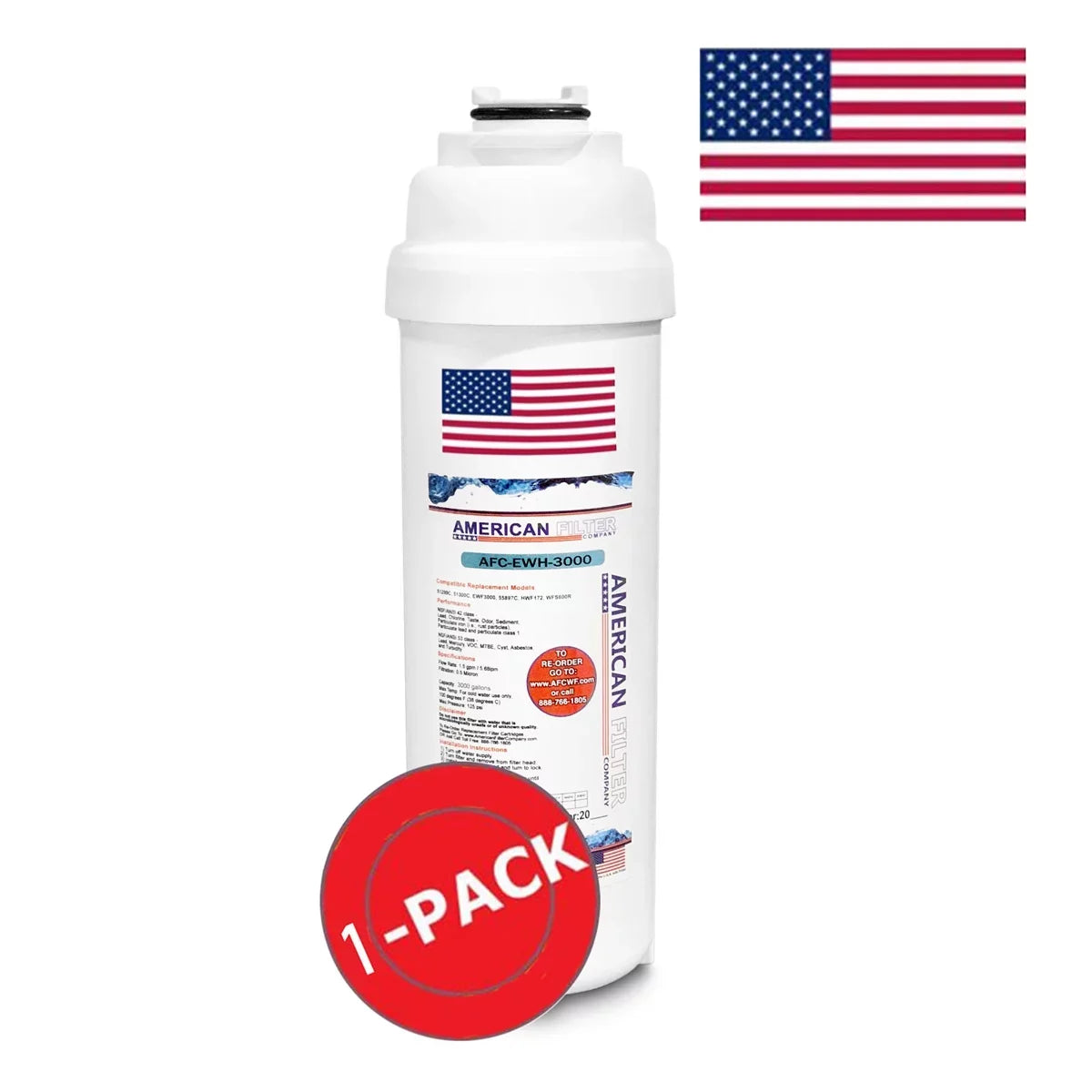 AFC Brand , Water Filters , Model # AFC-EWH-3000 , with WaterSentry® LZSTL8WSVRSK - 1 Pack - Made in U.S.A.