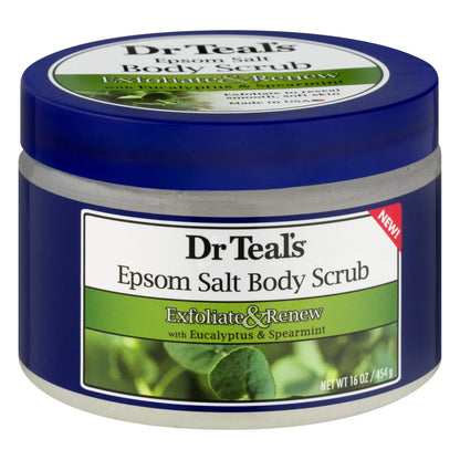 Dr Teal's Exfoliate & Renew Eucalyptus & Spearmint Epsom Salt Body Scrub, 16 oz (Pack of 6)