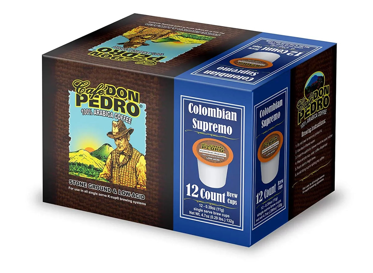 Cafe Don Pedro Assortment Pack Arabica Low-Acid Coffee Pods 72 Ct. - With Keurig K-cup Coffee Maker - Try 6 Different Coffees 12 Cups of Each - 100% Arabica