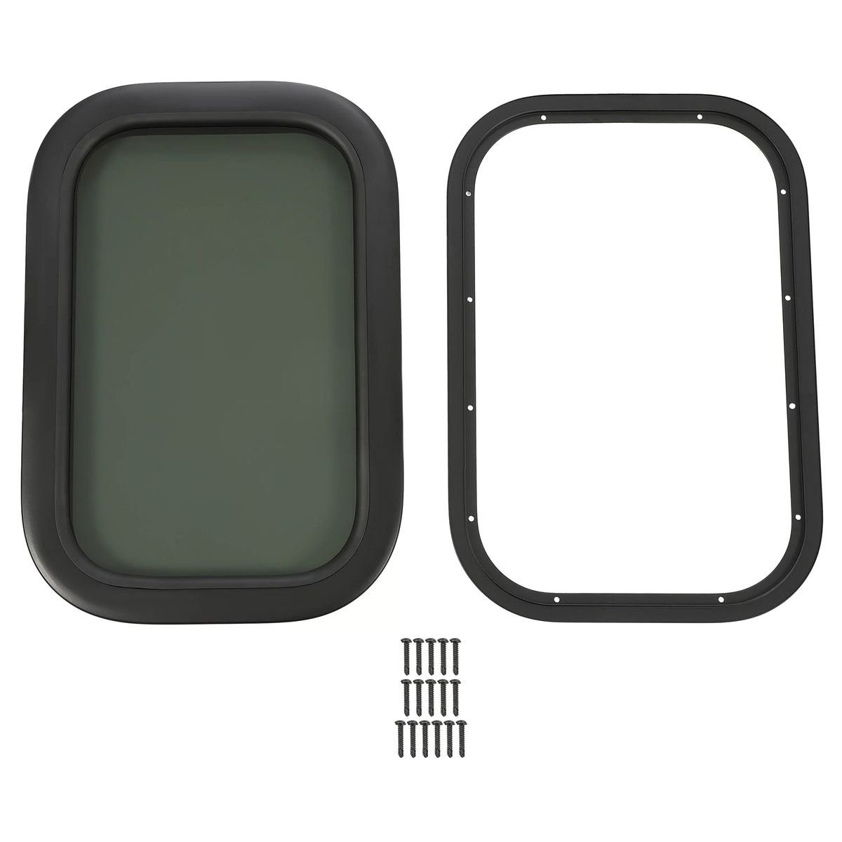 Kojem RV Window Black Universal Camper Vertical Trailer Rip-Up Cargo Powder Coated Glass Steel