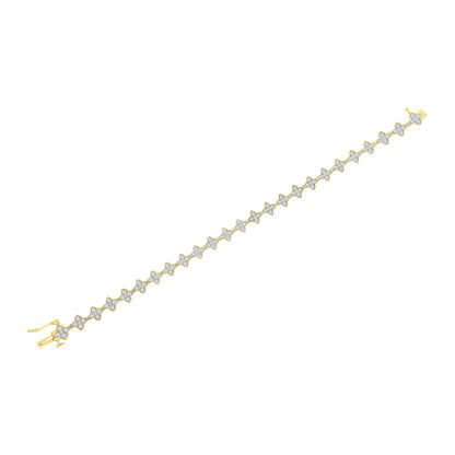 10K Yellow Gold 2.0 cttw Round-Cut Diamond 4 Leaf Clover Link Bracelet (J-K Color, I1-I2 Clarity) - 7.25"