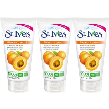 Pack of (3) St. Ives Apricot Scrub Blemish And Blackhead Control Oily / Acne Prone Skin 6 oz