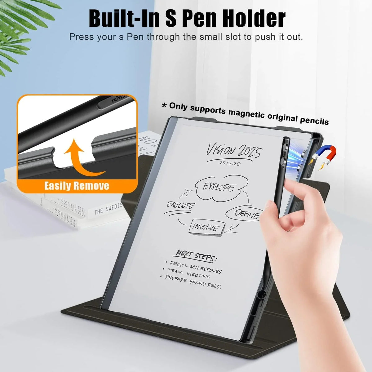 Xuanbeier Remarkable 2 Case Magnetic with Pen Holder Remarkable 2 10.3 Inch Digital Paper Folio Ultra Slim Book